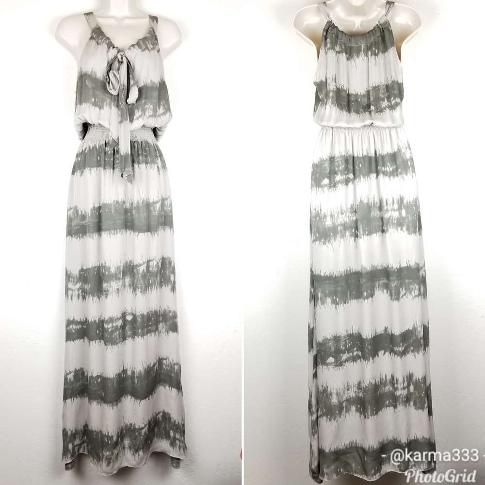 Parker Gathered 100% Silk Halter Maxi Dress Sz XS